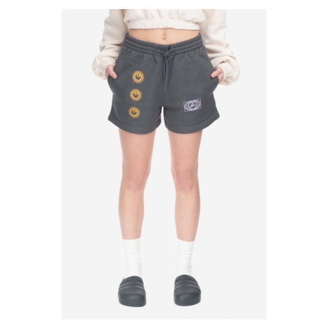 Kraťasy Reebok Classic Classic GV Short dámské, šedá barva, s potiskem, medium waist, HT6118-gre