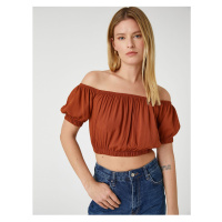 Koton Open Shoulder Crop Blouse Elastic