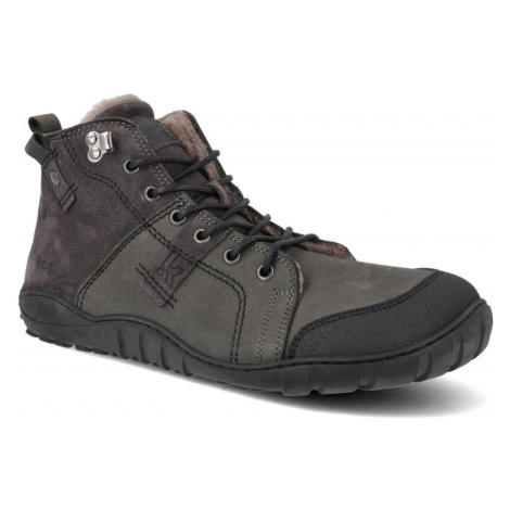 Barefoot pánské zimní boty Koel - Pax Leather wool Dark grey šedé Koel4kids