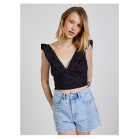 Černý dámský cropped top s volány TALLY WEiJL