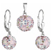 Sada šperků s krystaly Swarovski náušnice a přívěsek růžové kulaté 39072.3