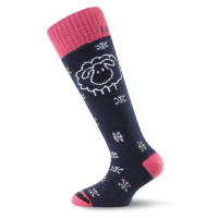 LASTING dětské merino lyžařské ponožky SJW, černá/růžová