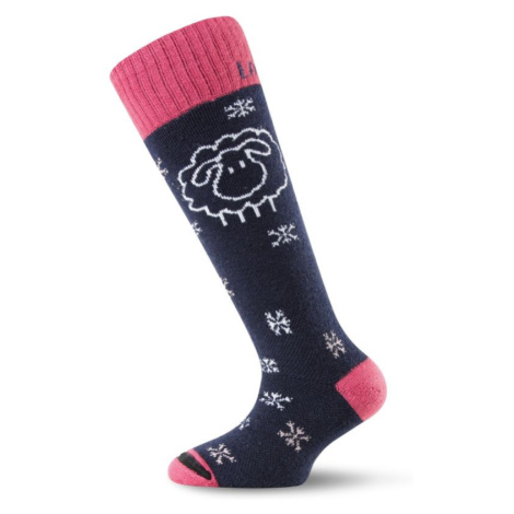 LASTING WOOLSENS LASTING dětské merino lyžařské ponožky SJW, černá/růžová