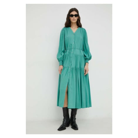 Šaty Bruuns Bazaar Rosebay Carline zelená barva, midi