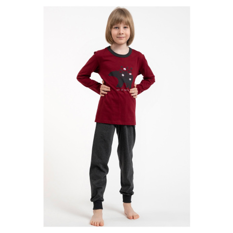 Chlapecké pyžamo Italian Fashion Morten - dlouhé bavlněné Bordó