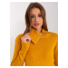 Hořčicový svetr s rolákem na zip -dark yellow Hořčicová