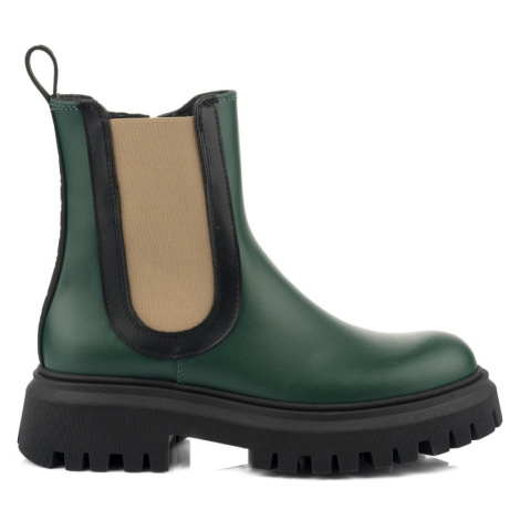Kotníková obuv marni track sole leather chelsea boots zelená