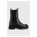 Kožené kotníkové boty Tommy Hilfiger Monochromatic Chelsea Boot dámské, černá barva, na plochém 