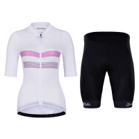 HOLOKOLO Cyklistický krátký dres a krátké kalhoty - SPORTY LADY - černá/bílá/růžová