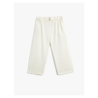 Koton Linen-Mixed Trousers. Wide Legs with Elastic Waist.