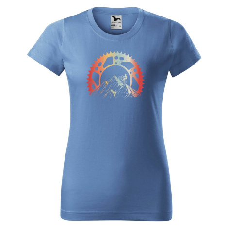 DOBRÝ TRIKO Dámské tričko s potiskem Horská jízda Barva: Azurová modrá