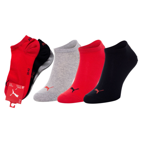 Sada tří párů ponožek v šedé, černé a červené barvě Puma
