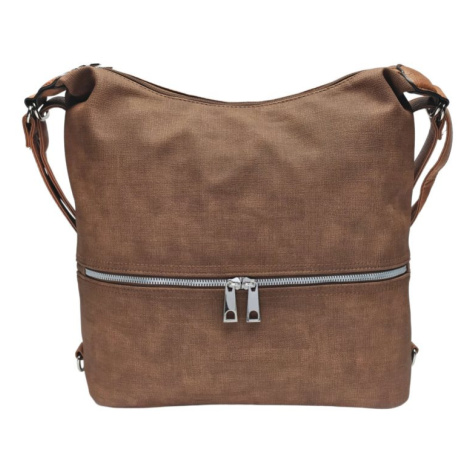 Velký středně hnědý kabelko-batoh 2v1 s praktickou kapsou Tapple