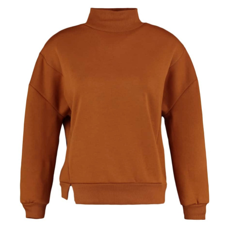 Trendyol Cinnamon Stand Up Collar Asymmetrical Raised Basic Knitted Sweatshirt