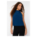 Trendyol Indigo Pleat Barter Neck Regular/Regular Fit Knitted Blouse