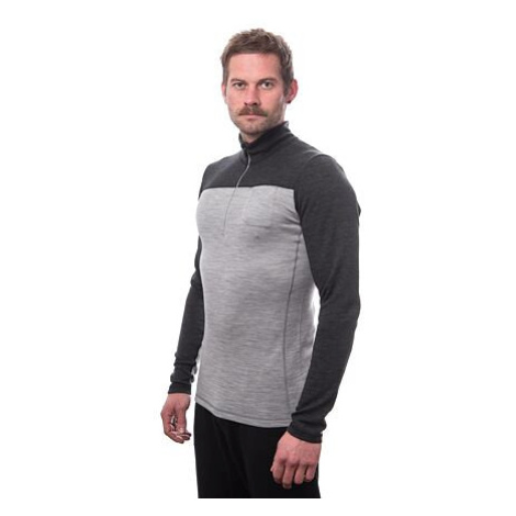 SENSOR MERINO BOLD pánské triko dl.rukáv zip cool gray/šedá
