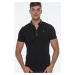 T8571 DEWBERRY ZIPPER MEN'S T-SHIRT-BLACK