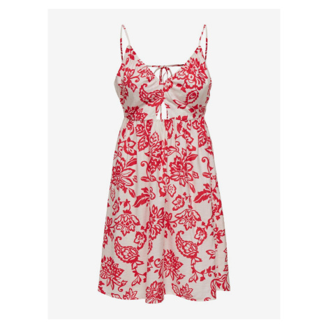 Červeno-bílé dámské květované šaty ONLY Kiera