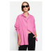Trendyol Pink Oversize Wide Fit Striped Woven Shirt