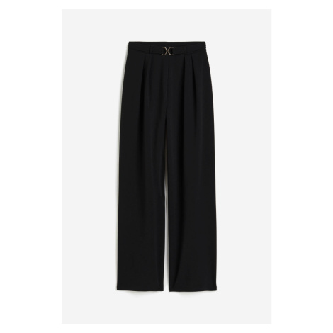 H & M - Elegantní kalhoty se sponou - černá H&M