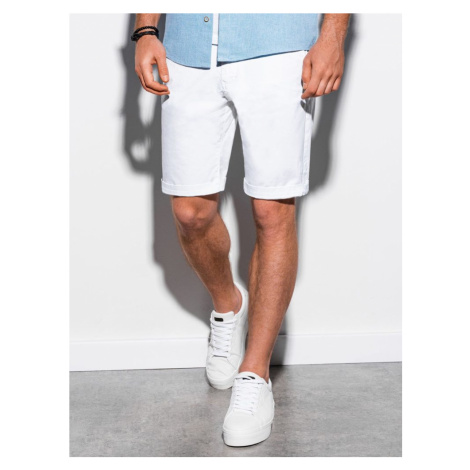 Ombre Clothing Jednoduché kraťasy v bílé barvě W243