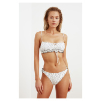 Trendyol White Polka Dot Tie Detailed Bikini Bottom