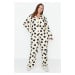 Trendyol Curve Ecru Heart Shirt Collar Woven Pajama Set