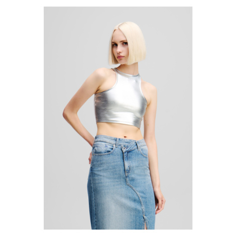 Top karl lagerfeld jeans klj metallic top metallic grey