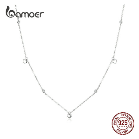 Stříbrný náhrdelník s přívěsky ve tvaru srdci SCN417 LOAMOER
