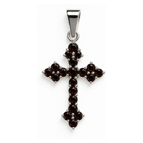 Stříbrný přívěs Křížek s Granáty