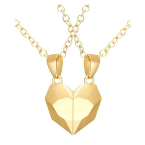 Camerazar Magnetické náhrdelníky pro páry ve tvaru srdce 2v1, zlaté barvy, délka 50+5 cm, slitin