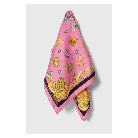 Hedvábný kapesníček Moschino růžová barva, M3040 3548