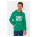 Trendyol Green Men's Regular/Regular Cut, Slogan Printed Hoodie with Sweatshirt