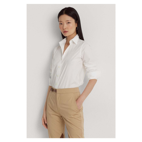 Košile Lauren Ralph Lauren dámská, bílá barva, regular, s klasickým límcem, 200684553001