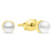 Brilio Elegantní náušnice ze žlutého zlata s perlou EA981YAU