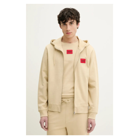 Bavlněná mikina HUGO pánská, černá barva, s kapucí, melanžová, 50447972 Hugo Boss