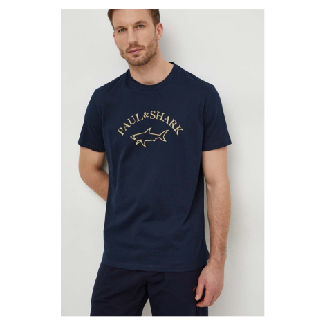 Bavlněné tričko Paul&Shark tmavomodrá barva, s potiskem, 24411032 Paul shark