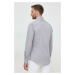 Košile Calvin Klein pánská, šedá barva, slim, s klasickým límcem, K10K108229
