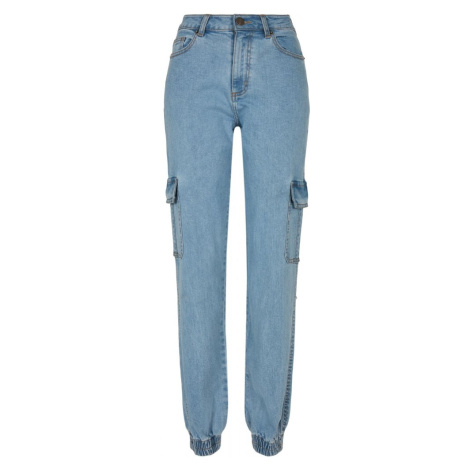 Ladies Organic Stretch Denim Cargo Pants - clearblue bleached Urban Classics