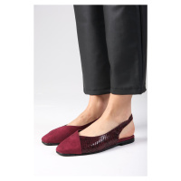 Mio Gusto Debby Women's Claret Red Flat Flat Flat Shoes with Open Back.