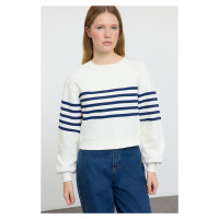 Trendyol Ecru Striped Regular/Normal Pattern Knitted Sweatshirt