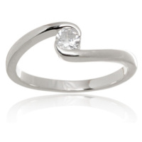 Stříbrný prsten s čirým zirkonem STRP0486F