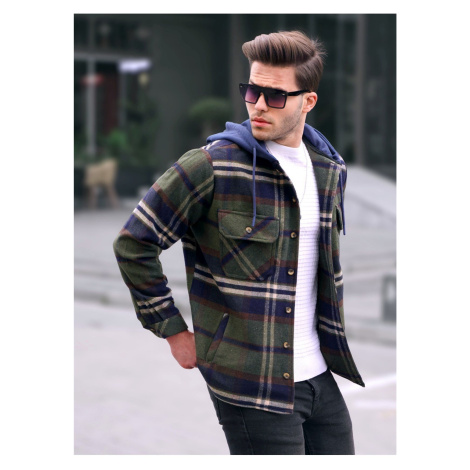 Madmext Khaki Hooded Plaid Lumberjack Shirt 5577