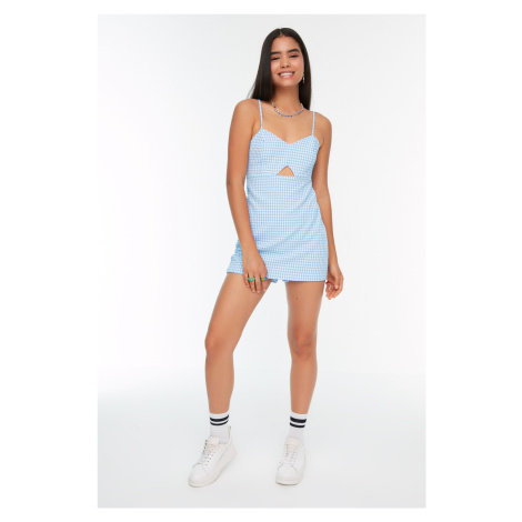 Trendyol Blue Woven Overalls with Window Detail