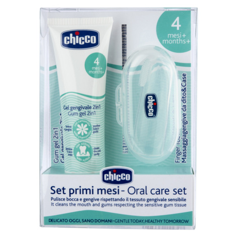 Chicco Set zubní uklidňující gel a kartáček na prst s pouzdrem 4+m