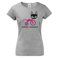 Dámské tričko s potiskem kočky na koloběžce - dárek na narozeniny