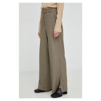 Kalhoty By Malene Birger dámské, hnědá barva, široké, high waist