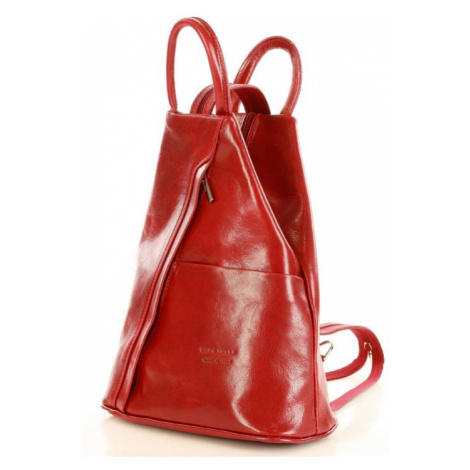Dámský kožený batoh Vera Pelle MPl2Mb červený