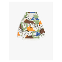 Koton Hooded Dinosaur Sweatshirt Printed Long Sleeve Ribbon