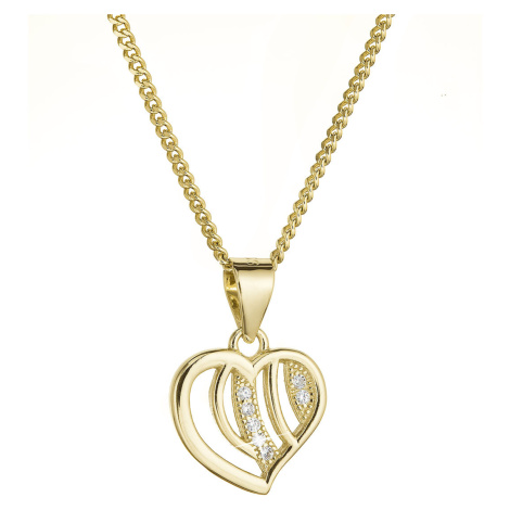 Evolution Group Pozlacený stříbrný náhrdelník srdce se zirkony 12074.1
